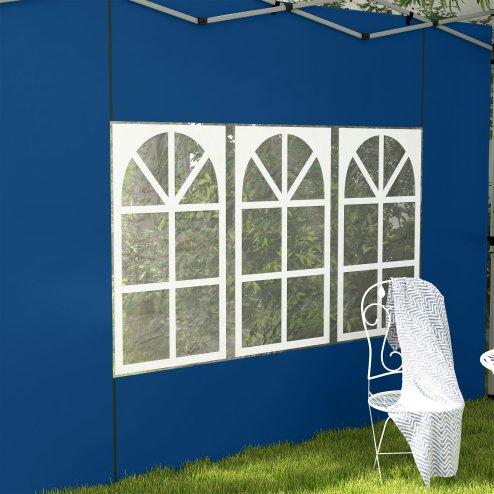 Outsunny Gazebo Side Panels with Window for 3x3(m) or 3x4m Pop Up Gazebo, 2 Pack Sides Replacement, Blue