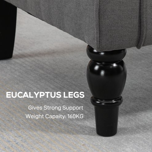 HOMCOM Retro Accent Chair, Linen Wingback Armchair with Wood Frame Button Tufted Design for Living Room Bedroom