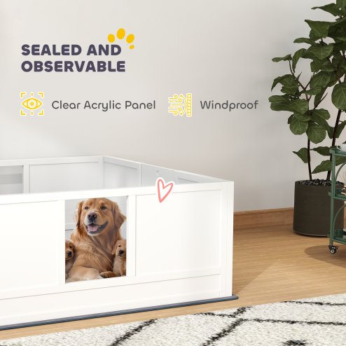 PawHut Whelping Box for Dogs, Dog Whelping Box Dog Playpen Fence Exercise Play Pen with Waterproof Washable Whelping Pad, Adjustable Entrance, Non-Slip Pads, for Large Dogs and Puppies, 124 x 120cm