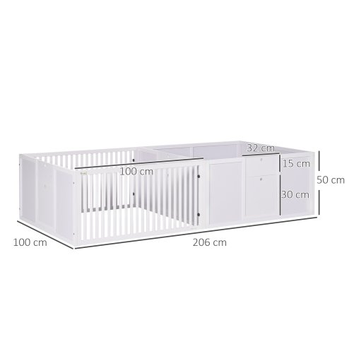 PawHut Whelping Box for Dogs, 2m x 1m Whelping Pen for Indoors, Pet Playpen with Three Doors, Two-Room Design