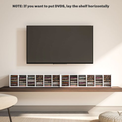 HOMCOM 204 CD Media Display Shelf Unit Set of 2 Blu-Ray Tower Rack w/ Adjustable Shelves Bookcase Storage Organiser, High Gloss White