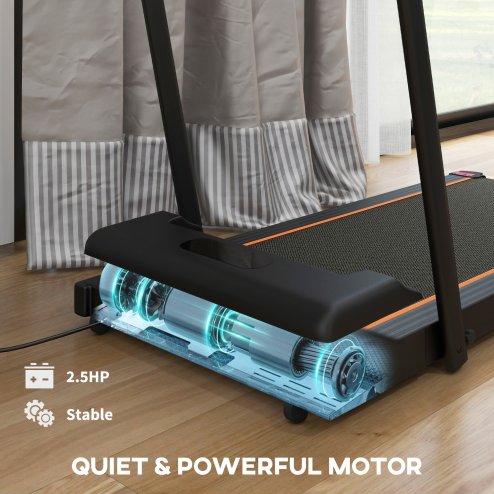 SPORTNOW 2.5HP Folding Treadmill Walking Pad, 1-6km/h Under Desk Treadmill, with Remote Control, LED Display and Phone Holder for Home Gym Office, No Assembly, Orange