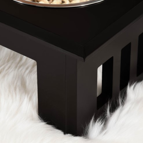 PawHut Raised Dog Bowl Feeding Bowls with Stand for Medium Dogs Elevated Pet Bowls Water Food Feeder 58L x 31W x 25H cm - Brown