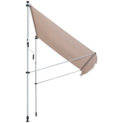 Outsunny Balcony 2 x 1.5m Manual Adjustable Awning DIY Patio Clamp Awning Canopy  Retractable Shade Shelter - Beige