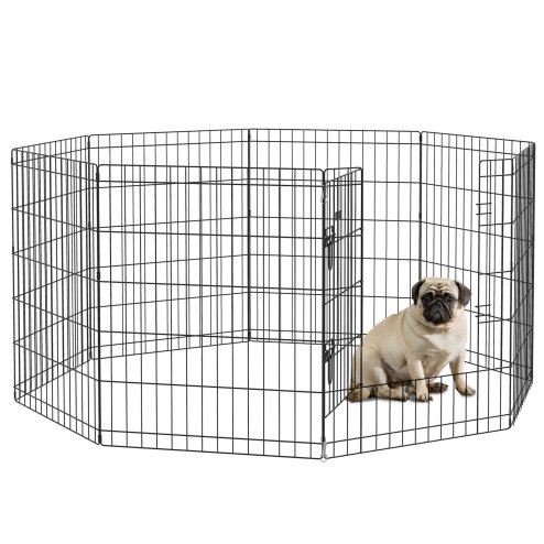PawHut Dog Pen, 8 Panel Dog Playpen, DIY Design with Door, for Medium Dogs, Puppies, Small Animals, for Indoor/Outdoor Use, 76cm High