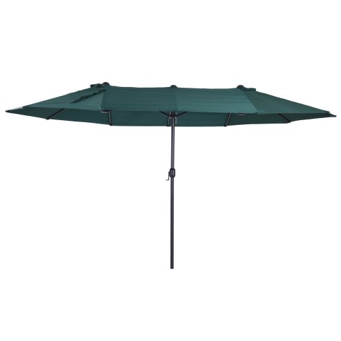 Outsunny 4.6m Large Garden Parasol Double-Sided Sun Umbrella Patio Market Canopy Shade Outdoor Dark Green - NO BASE