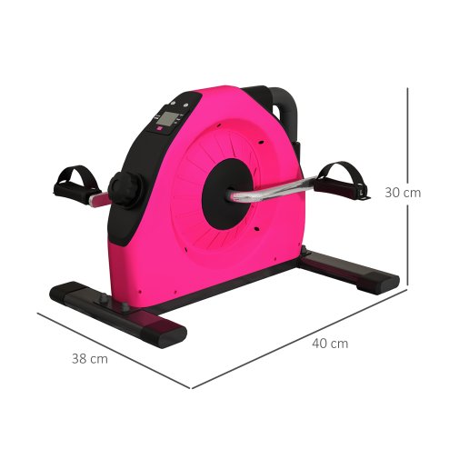 SPORTNOW Mini Exercise Bike, Portable Pedal Exerciser, Under Desk Bike with LCD Display for Legs and Arms, Rehabilitation, Therapy Home Office Workout, Pink