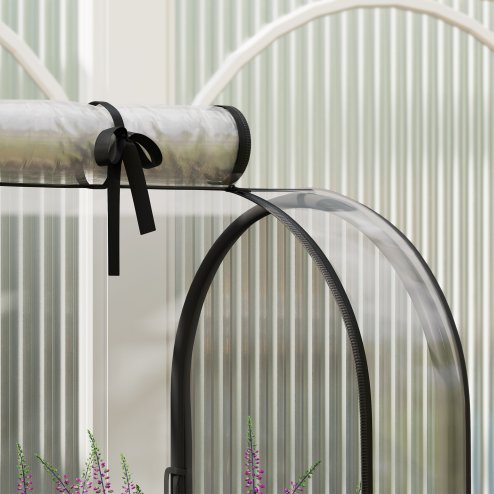 Outsunny Raised Garden Bed with Greenhouse Cover, Mobile Elevated Planter Box with Wheels and Bottom Shelf for Vegetables, Flowers, Herbs, 80 x 40 x 120cm, Green