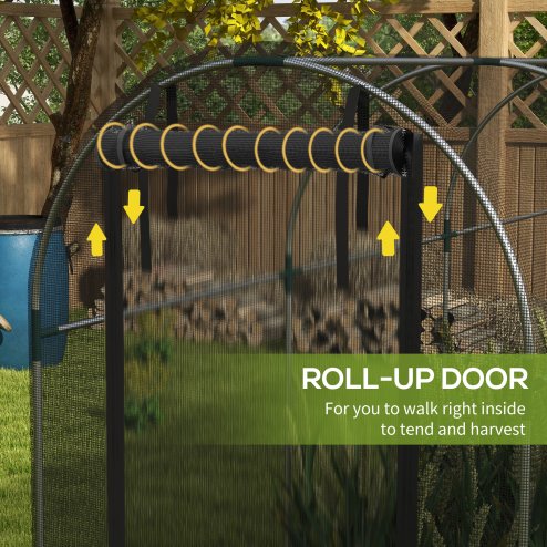 Outsunny Fruit Cage Bird Netting, Heavy Duty Fruit and Vegetable Protection Tent with Zipped Door, Anti Bird, Insects, Small Animals, 1.2 x 3.6 x 1.9m, Black