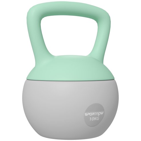 SPORTNOW Soft Kettlebell, 10kg Kettle Bell with Non-Slip Handle for Home Gym Weight Lifting and Strength Training, Green and Grey
