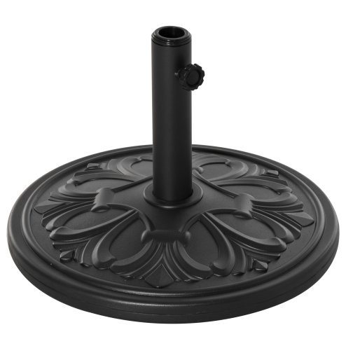 Outsunny 13kg Garden Parasol Base, Round HDPE Concrete Patio Umbrella Stand for 35mm / 38mm / 48mm Pole, Outdoor Sun Shade Parasol Weight Holder, Black