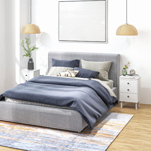 HOMCOM Bedside Table Set of 2, Bedside Cabinet with 3 Drawers, Modern Sofa Side Table, Nightstand for Bedroom, 40x30x64cm, White