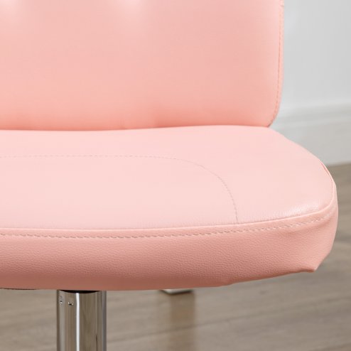 Vinsetto Armless Office Chair, Faux Leather Desk Chair with Adjustable Height, Button Tufted, Pink