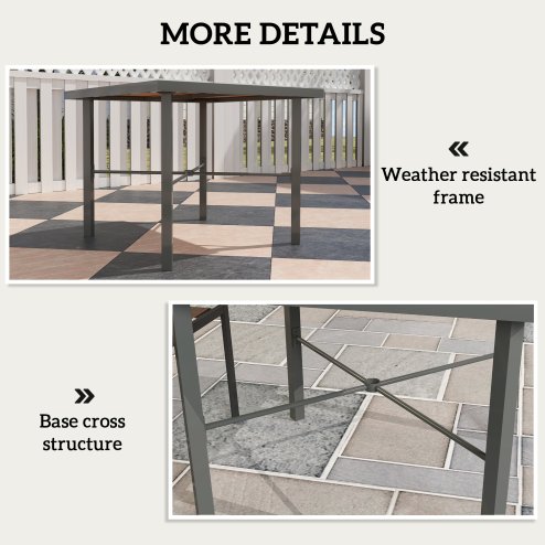 Outsunny Garden Table for 4, 90 cm Rectangular Outdoor Dining Table with 4.2 cm Umbrella Hole, Wood Effect Top, Rust Resistant Frame, for Patio, Balcony, Terrace, Natural Wood Finish
