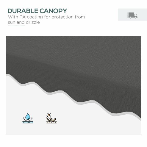 Outsunny 2.5m Cantilever Parasol with Easy Lever, Square Double Top Garden Parasol Umbrella with Ruffles and Cross Base, Overhanging Outdoor Sun Shades, Dark Grey