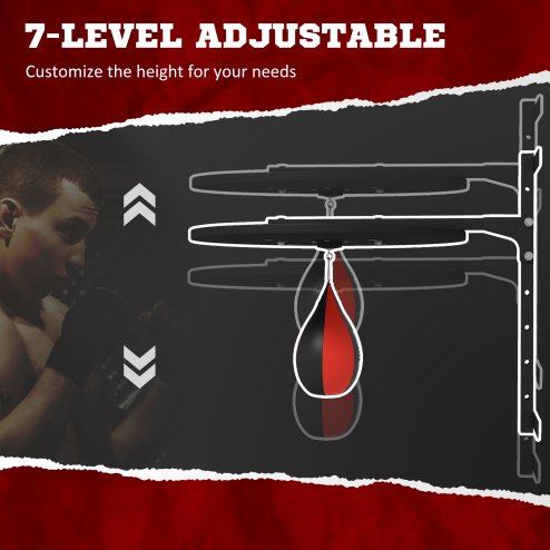 SPORTNOW Wall Mounted Speedball Platform, Height Adjustable Speed Bag Boxing with 360 Degree Swivel for Home Fitness