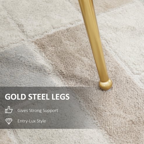 HOMCOM Shell Luxe Velvet Accent Chair with Gold-tone Metal Legs, Modern Vanity Chair for Living Room, Bedroom, Home Office, Pink