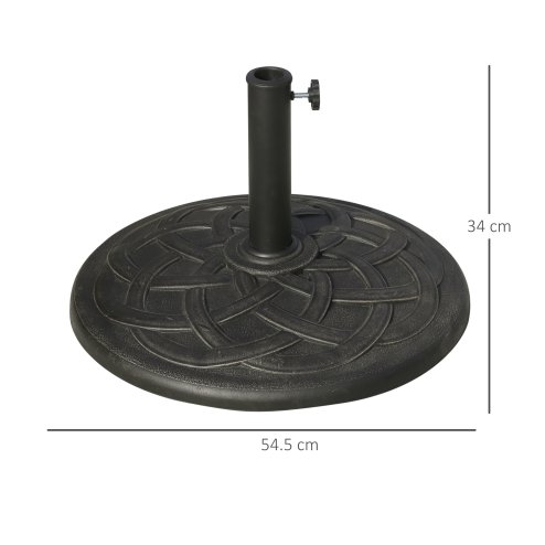 Outsunny 19KG Resin Umbrella Base Garden Parasol Base Stand Round Sun Shade Holder Suitable For Pole Between 38mm to 48mm
