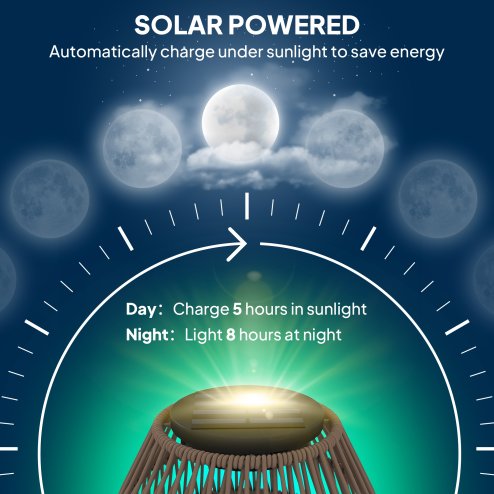 Outsunny Rattan Solar Lamp, Garden Solar Lantern with Auto On/Off Light, IP44 Waterproof, Decorative Outdoor Rattan Lamp for Porch, Pathway, Dark Brown