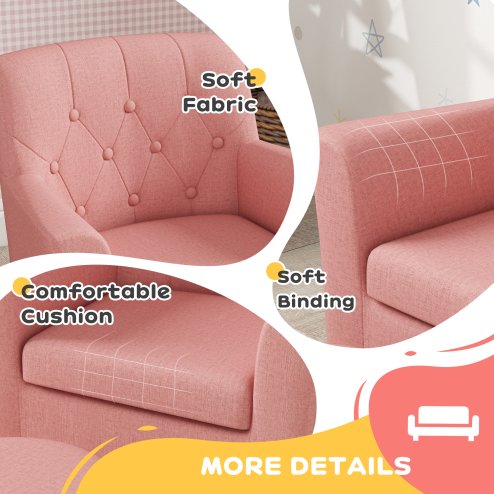 AIYAPLAY Kids Sofa Set, Toddler Chair with Footrest, Single Seater Kids Armchair for Playroom Bedroom, Pink