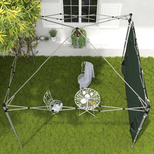 Outsunny Gazebo Side Panel, Canopy Sidewall Panel with 4 Mesh Bags and 2 Storage Pockets for 3 x 3 m Straight Leg Pop Up Gazebos, 1 Pack Sidewall Only, Green