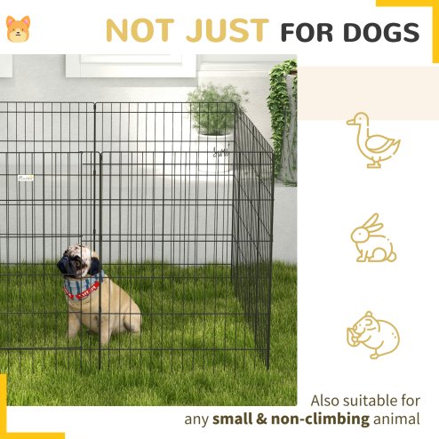 PawHut Dog Pen, 8 Panel Dog Playpen, DIY Design with Door, for Medium Dogs, Puppies, Small Animals, for Indoor/Outdoor Use, 91cm High
