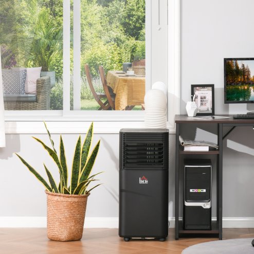 HOMCOM 5000 BTU 4-In-1 Portable Air Conditioner Unit Cooling Dehumidifying Ventilating for Room up to 18m², with Fan, Remote, 24H Timer, Window Mount Kit, R290, A Energy Efficiency