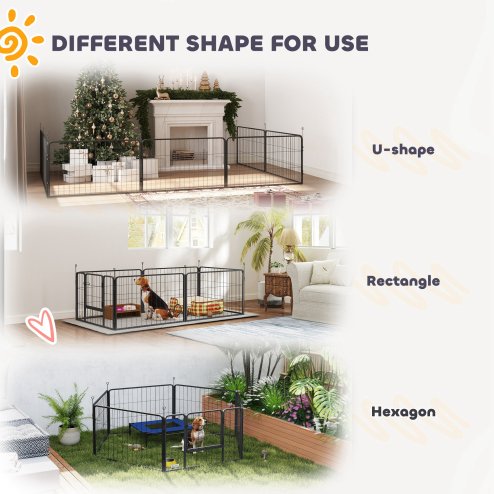 PawHut Whelping Box for Dogs, Puppies, 7 Panel Dog Playpen with Two Rooms, Washable Whelping Pads, Water-Resistant Oxford Fabric, Two Doors, for Small and Medium Dogs