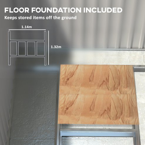 Outsunny 7 x 5FT Galvanised Metal Garden Shed with Foundation, Lean to Shed, Tool Storage House with Sliding Doors, 2 Vents, Adjustable Shelves and Hooks, Dark Grey
