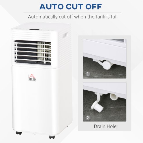 HOMCOM 7000 BTU Portable Air Conditioner for Cooling Dehumidifier Fan, Air Conditioning Unit for Room up to 26m², with Remote, 24H Timer, Window Mount Kit, R290, A Energy Efficiency, 785W