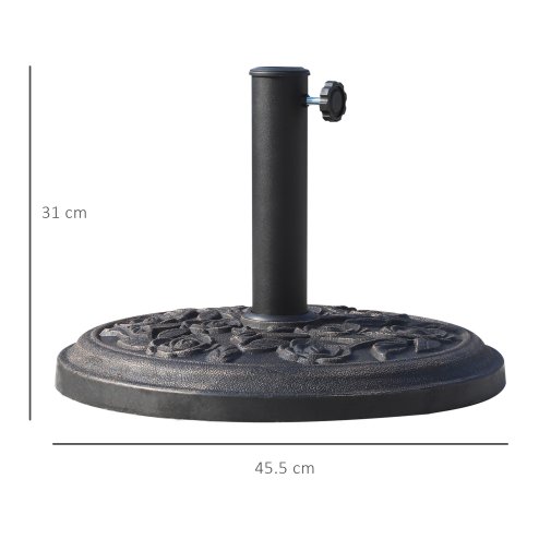 Outsunny 9kg Garden Parasol Base, Round Resin Cast Iron Effect Sun Umbrella Base, Outdoor Umbrella Stand for 38mm or 48mm Outdoor Umbrella Poles, Bronze Tone