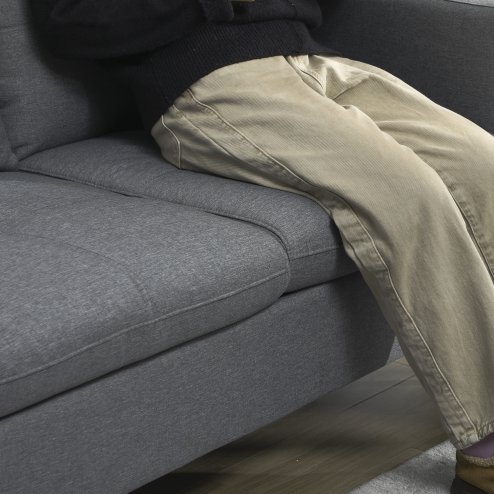 HOMCOM 2 Seater Sofa for Living Room, 133cm Loveseat Sofa, Modern Fabric Couch with Steel Legs for Bedroom, Dark Grey