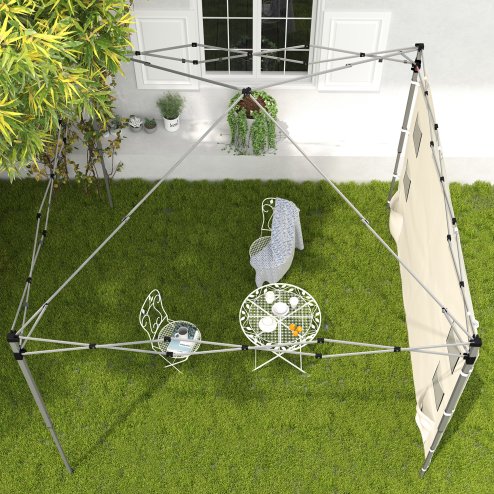 Outsunny Gazebo Side Panel, Canopy Sidewall Panel with 4 Mesh Bags and 2 Storage Pockets for 3 x 3 m Straight Leg Pop Up Gazebos, 1 Pack Sidewall Only, Beige