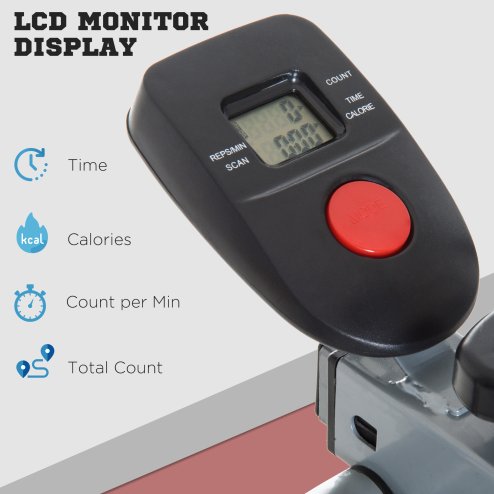 HOMCOM Upright Elliptical Cross Trainer, Air Walker with LCD Monitor for Aerobic Exercise, Cross Trainers Exercise Machines for Home, 110kg Capacity, 96 x 60 x 152cm, Grey