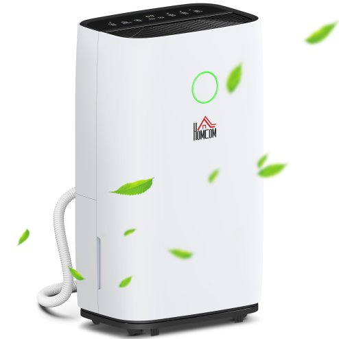 HOMCOM 16L/Day Portable Dehumidifier for Home, with LED Screen, Sleep Mode, 24H Timer, 4L Water Tank, Electric Air Dehumidifier for Damp Laundry Bedroom Basement