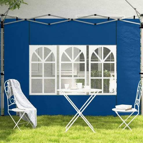 Outsunny Gazebo Side Panels with Window for 3x3(m) or 3x4m Pop Up Gazebo, 2 Pack Sides Replacement, Blue