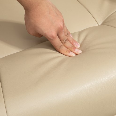 HOMCOM Manual Recliner Chair Armchair Sofa with Faux Leather Upholstered Wooden Base for Living Room Bedroom, Cream White