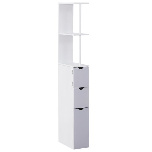 HOMCOM Tall Bathroom Cabinet, Freestanding Bathroom Storage Cabinet with 2-Tier Shelf and Drawers, Narrow Cupboard Storage Unit