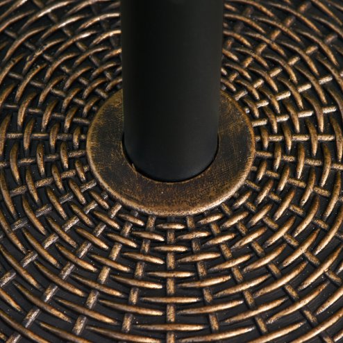 Outsunny 25 kg Round Cement Parasol Base, Umbrella Stand Holder with Rattan Style Pattern for 38, 48 mm Poles for Outdoor, Garden, Antique Bronze