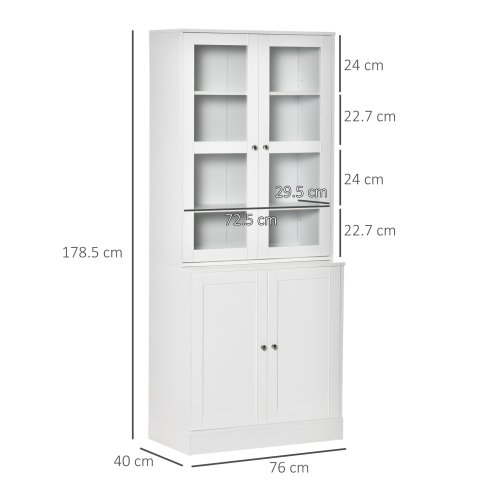 HOMCOM Modern Bookcase with Glass Doors, Display Storage Cabinet with Adjustable Shelves for Living Room, Study, Office
