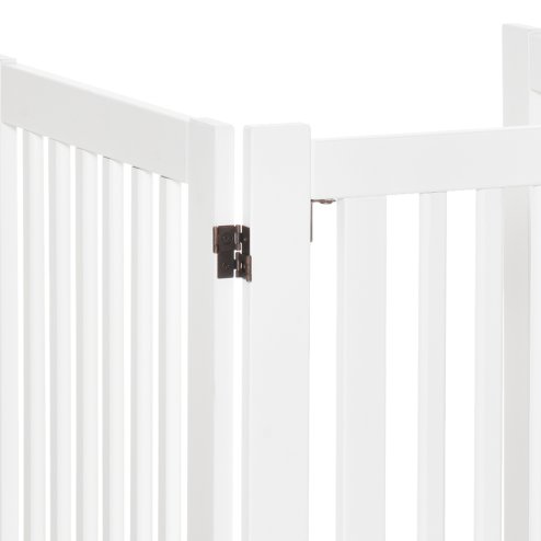 PawHut Freestanding Dog Gate, Foldable Pet Fence, Indoor Barrier, Stair Gate with Support Feet, 155 x 76 cm, White