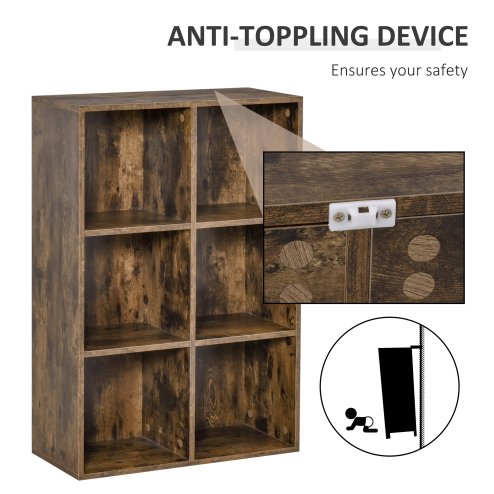 HOMCOM 3 Tier Bookshelf, Modern Cube Bookcase with 6 Open Storage Compartments, Freestanding Display Storage Unit for Living Room, Bedroom, Study