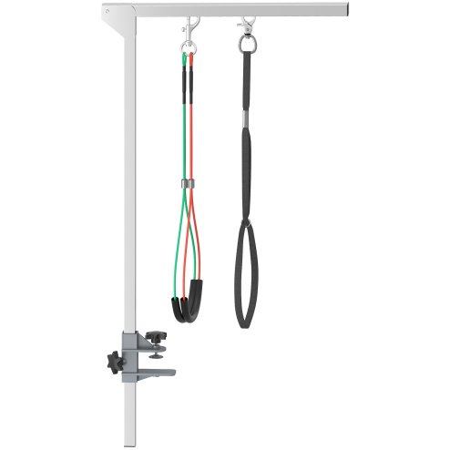 PawHut Foldable Pet Grooming Arm w/ Clamp 30 Inch Height Adjustable, Dog Grooming Loop, Two No Sit Haunch Holders for Small Medium Dogs, Sliver