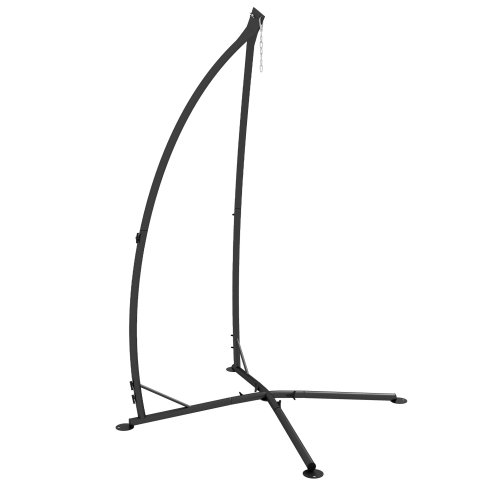 Outsunny Hammock Chair Stand, Hanging Heavy Duty Metal Frame Hammock Stand with Chain, for Hanging Hammock Air Porch Swing Chair, Egg Chair, Indoor & Outdoor Use, Black
