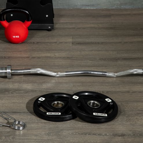 SPORTNOW 2 x 5kg Weight Plates, Tri-Grip Rubber Coated Barbell Weights Set w/ 2