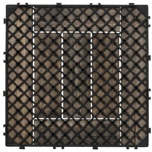 Outsunny 27 Pcs Wooden Interlocking Decking Tiles, 30 x 30 cm Outdoor Flooring Tiles, 2.5m² per Pack, for Patio, Balcony, Terrace, Hot Tub, Charcoal Grey