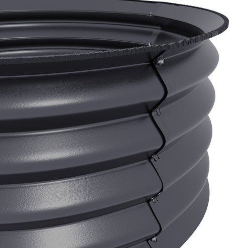 Outsunny Steel Raised Beds for Garden Set of 2, Outdoor Elevated Planter Box with Safety Edging, Easy-to-assemble Stock Tank for Growing Flowers, Herbs and Vegetables, Dark Grey