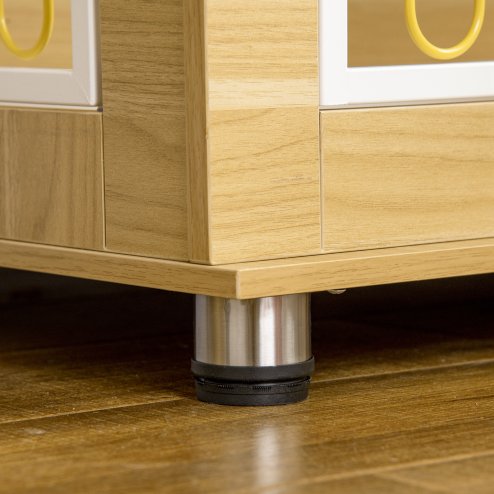 PawHut Dog Crate Furniture, Side End Table, Indoor Dog Kennel with Soft Washable Cushion, Wire Mesh, Large Top, for Medium and Large Dogs, 90 x 58 x 65, Oak Tone