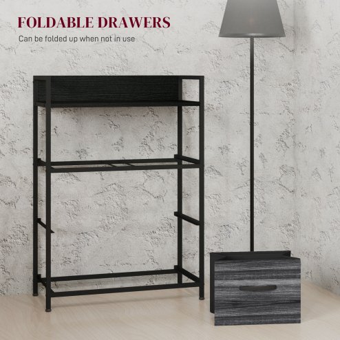 HOMCOM Bedroom Chest of Drawers, Fabric Dresser with 4 Drawers, Storage Organiser Unit with Open Shelf and Metal Frame for Living Room, Entryway