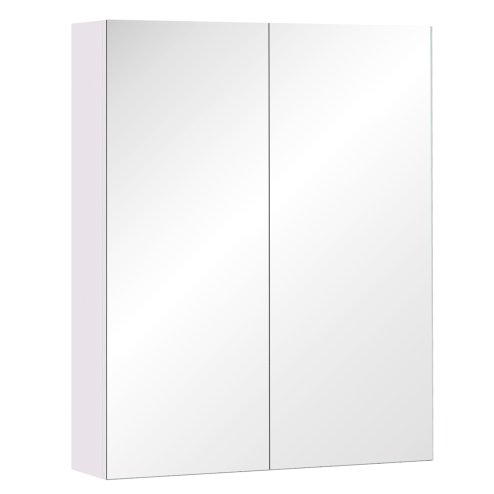 HOMCOM Mirror Cabinet, Wall Mount Bathroom Storage Cabinet with Adjustable Shelf, Double Door Cupboard, 60 x 15 x 75 cm